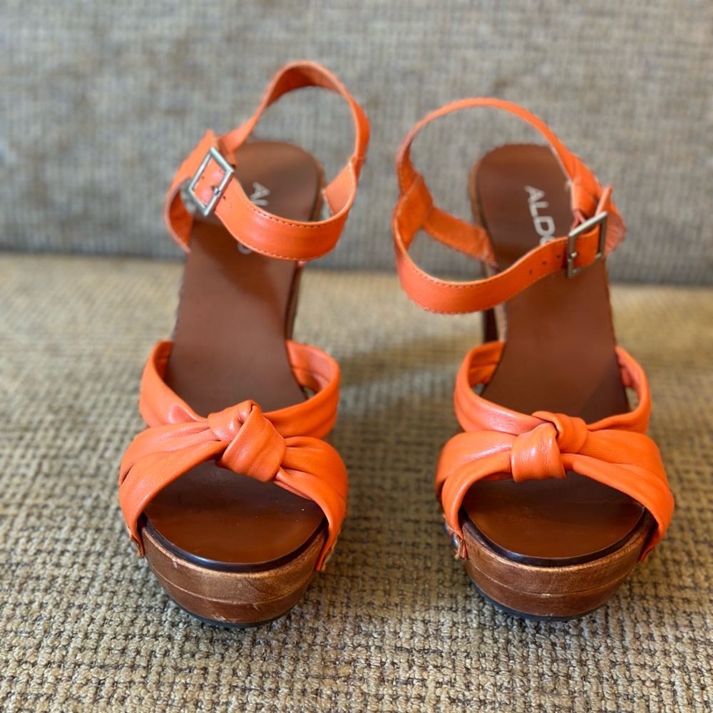 Genuine leather high heeled sandal